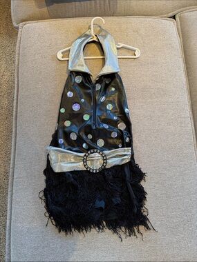 Costume: Black & Silver Sparkle Dance Costume with Fringe